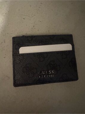 Guess Black Logo-Print Card Holder